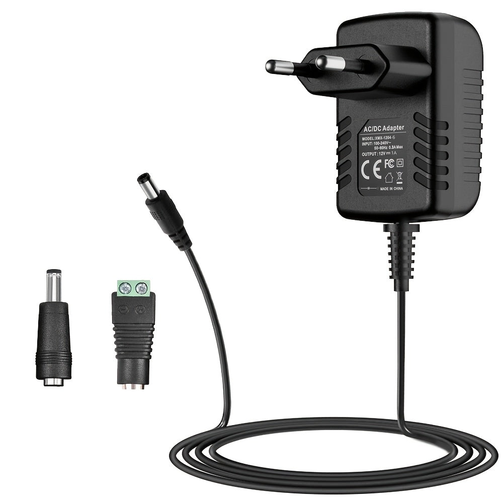 3-in-1 Quvvat adaptori Yevropa rozetkasi 12V 1A xavfsizlik kameralari CCTV LED chiroqlari uchun