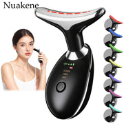 Vibrating Heat Neck Face Massager with 7 Colors USB Rechargeable Skincare Home Facial