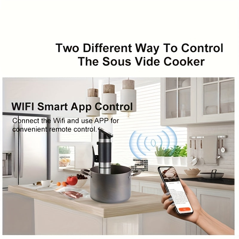 Biolomix 5-avlod WiFi Vacuum Sealer - Stainless Steel, Aqlli App Boshqaruvi, Past Haroratli Sekin Pishiruvchi, Yevropa Ulanishi, Batareyasiz, Go'sht va Sabzavotlarni Yopish uchun Ideal