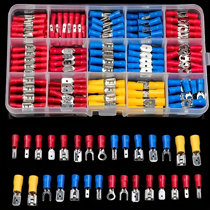 Assorted Crimp Spade Terminal Kit, Color-Coded Insulated Wire Connectors