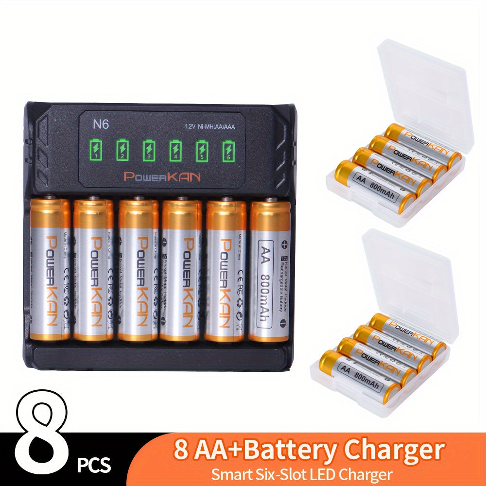 Rechargeable NiMH AA AAA Battery Set with Fast Charger and USB Indicator