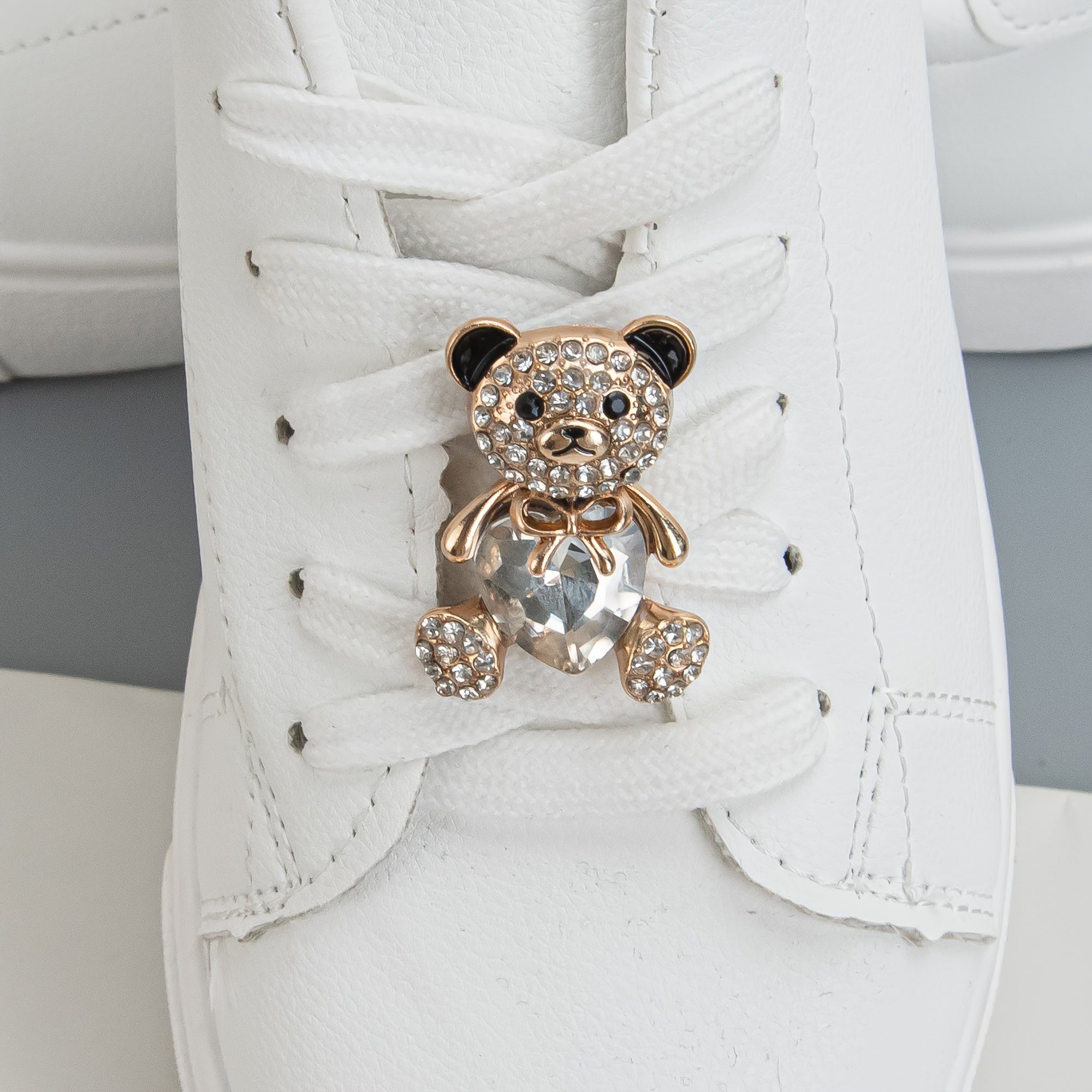 Cute Teddy Bear and Heart Shoe Charms Zinc Alloy Crystal Accents for Sneakers