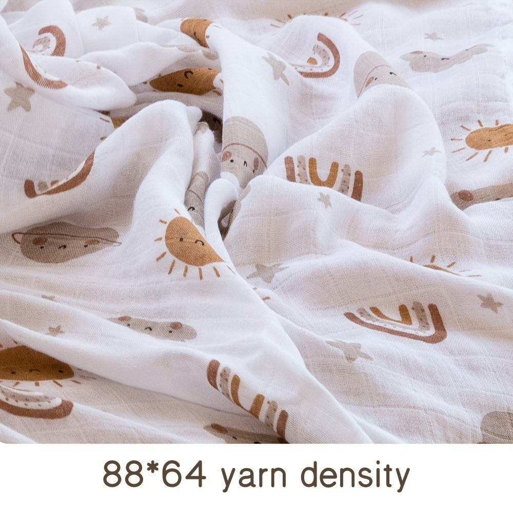 Rainbow Printed Bamboo Muslin Baby Swaddle Blanket Lightweight Breathable Machine Washable