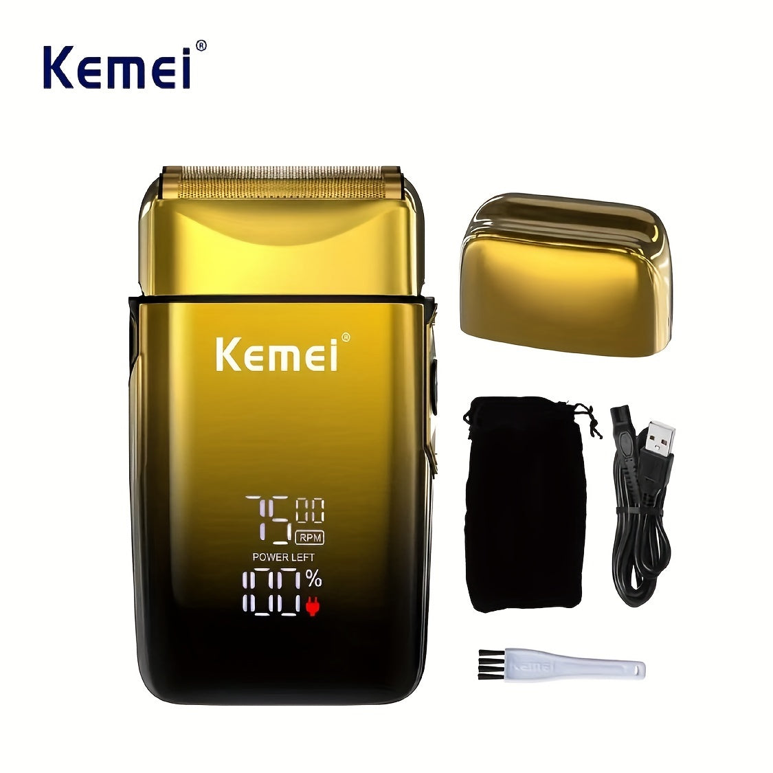 Afeitadora eléctrica multifunción con pantalla LCD, recargable, cortapelos para cabeza y afilador de barba