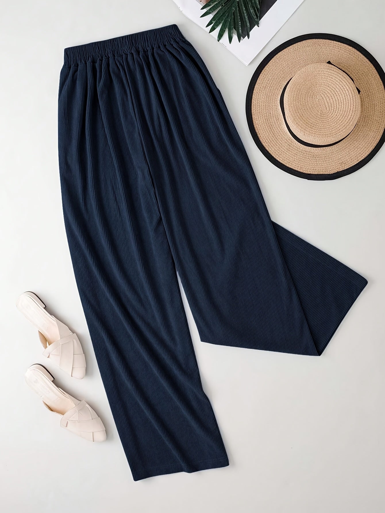 Pantalones sueltos de talla grande para mujer con bolsillos, cintura elástica, casual, primavera y otoño