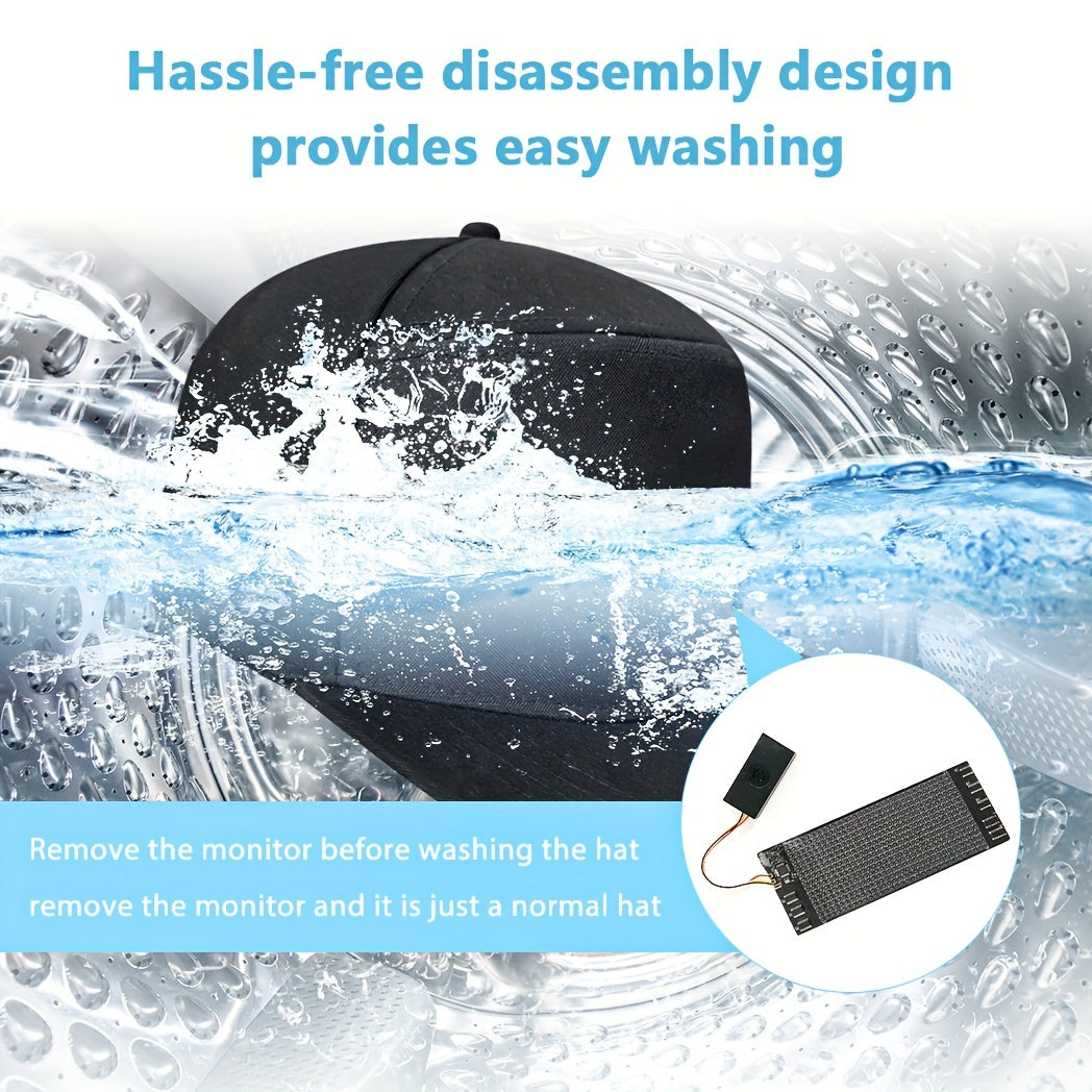 Gorra de béisbol con luz LED y pantalla de matriz a todo color, control por aplicación inalámbrica, mensajes y animaciones personalizables