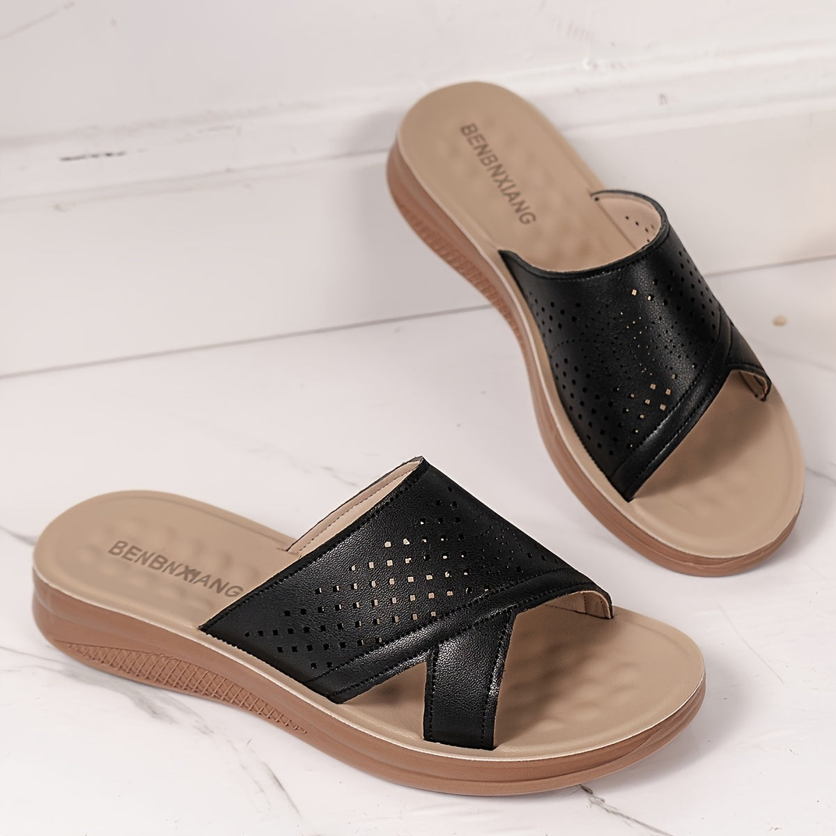 Women’s Slip-On Sandals Summer Shoes Low Heel Soft Sole