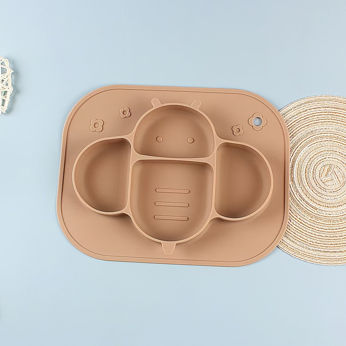 Children's Silicone Dinner Plate with Animal Patterns, High Temperature Resistant, Easy to Clean