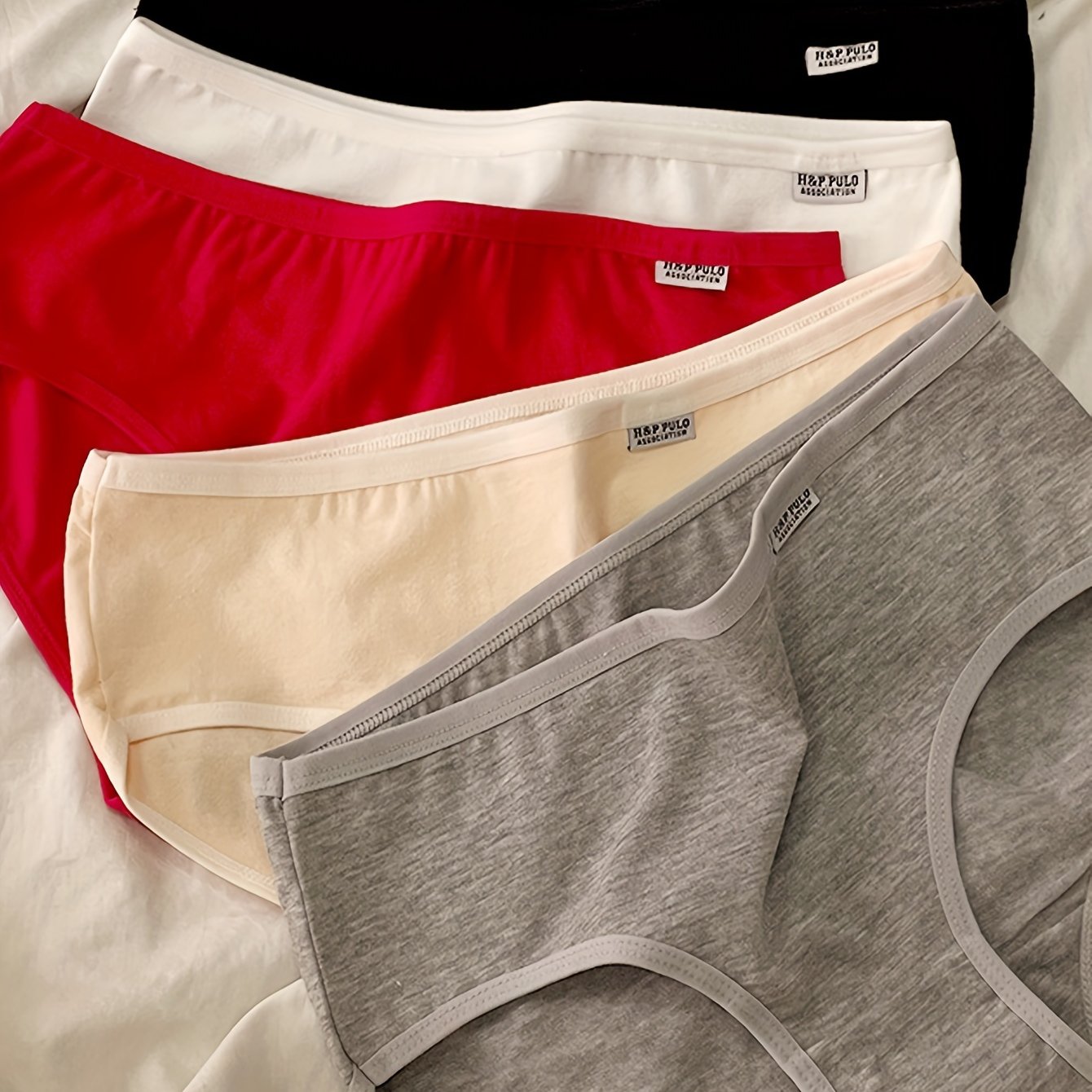 Women's Hipster Panties Set 5 Pieces Cotton Spandex Low-Rise Solid Colors