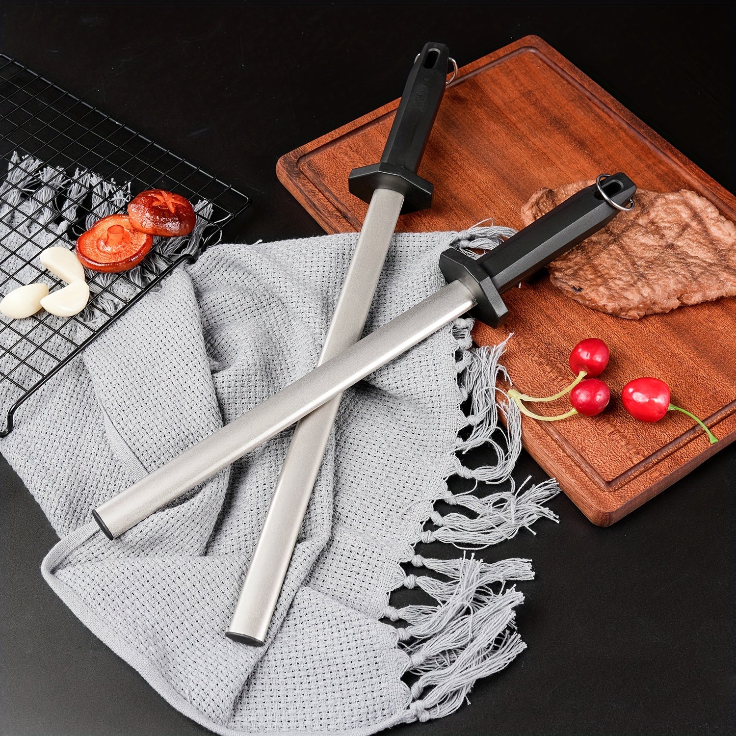 Handheld Stainless Steel Knife Sharpener for Kitchen Knives Medium Grit Manual Honing Stick