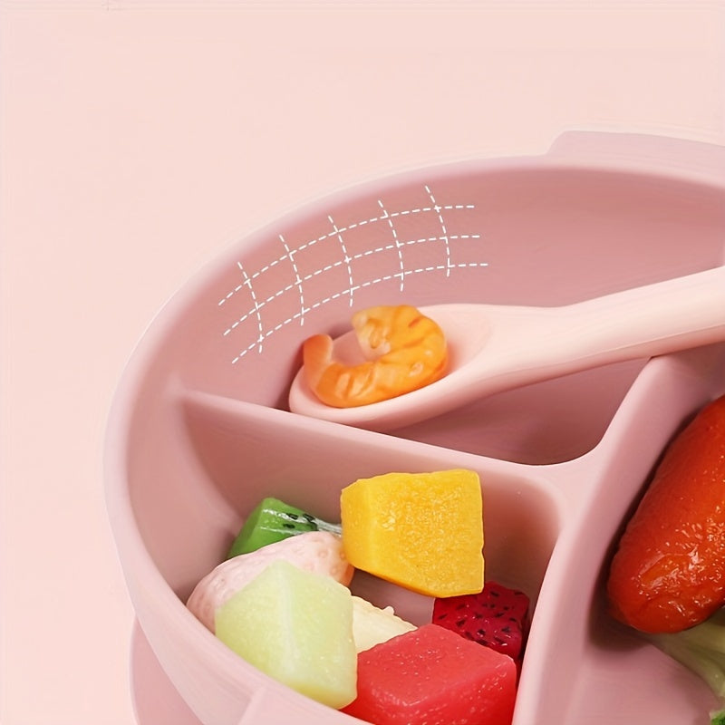 Ushbu ovqat idishi oziq-ovqat darajasidagi silikondan tayyorlangan bo'lib, o'rgatish va stol anjomlari uchun ideal hisoblanadi. U BPA dan xoli va mikroto'lqinli pechda, idish-tovoq yuvish mashinasida va pechda xavfsiz ishlatilishi mumkin.