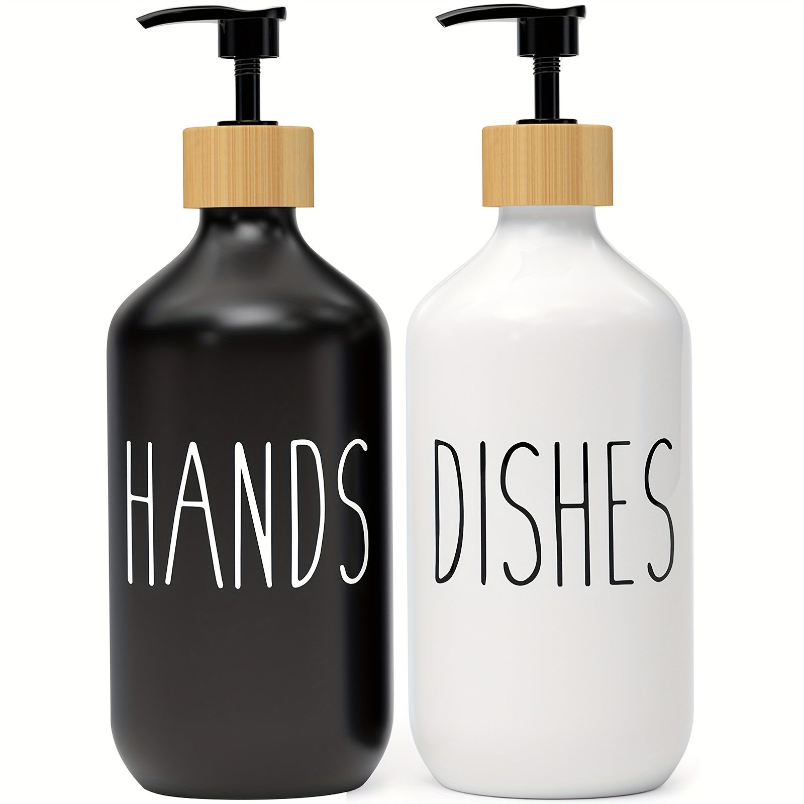 Set of 2 Soap Dispensers for Hand and Dish Soap with Countertop Lotion Bottle