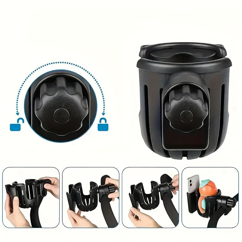 Wheelchair and Stroller Cup Holder 360° Rotating Water Bottle Holder