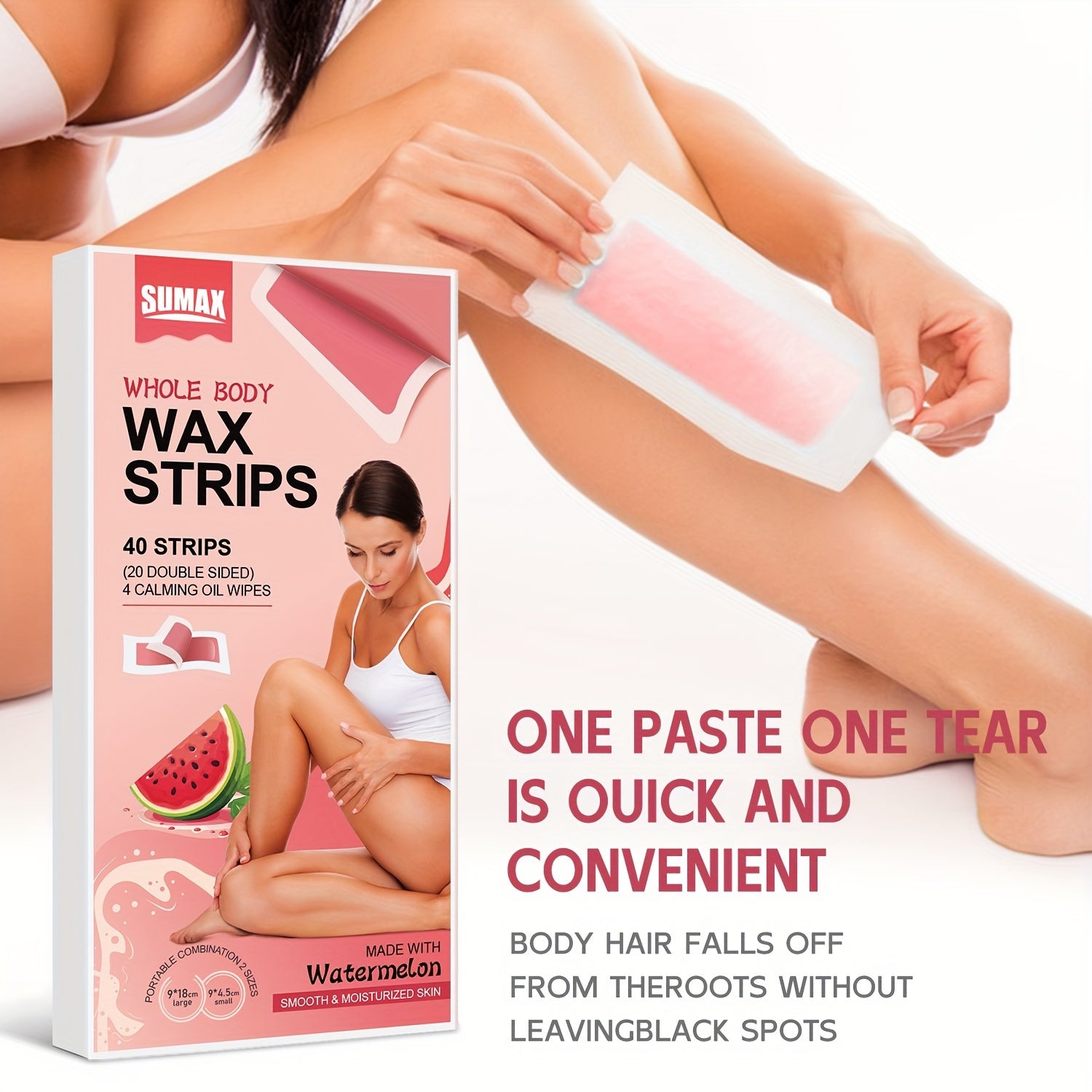 Soft Wax Strips for Painless Hair Removal on All Body Parts with Free Wipes
