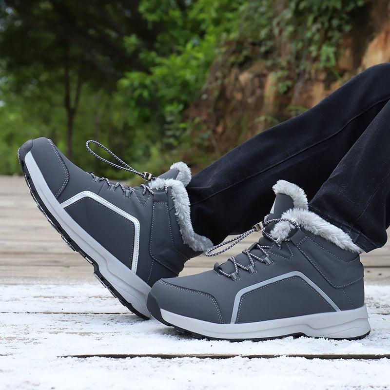 Women's Fleece-Lined Winter Boots Slip-On Hiking Shoes with Rubber Sole