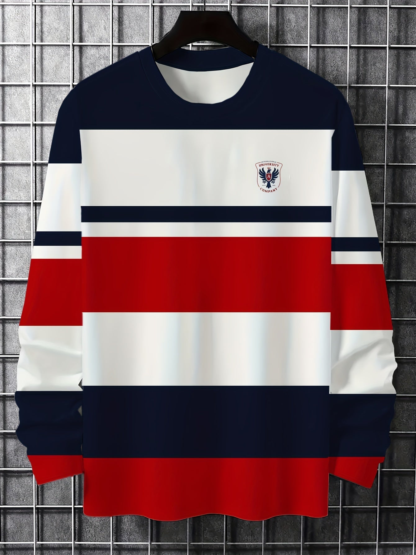 Camiseta de manga larga para hombre con estampado geométrico en 3D, poliéster, casual, otoño e invierno