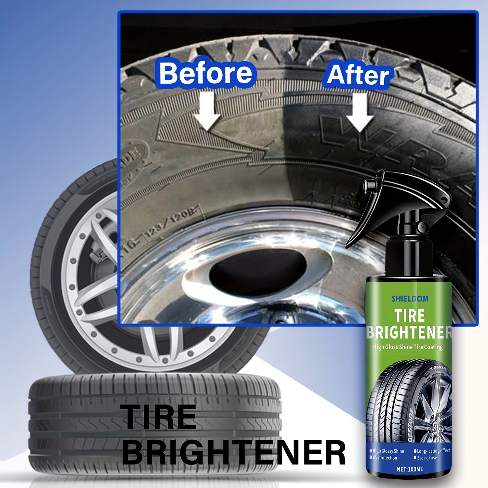 Restaurador y abrillantador de neumáticos para todos los vehículos 100ml brillo de alto brillo
