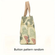Canvas Tote Bag with Butterfly Print for School Travel Picnic Office