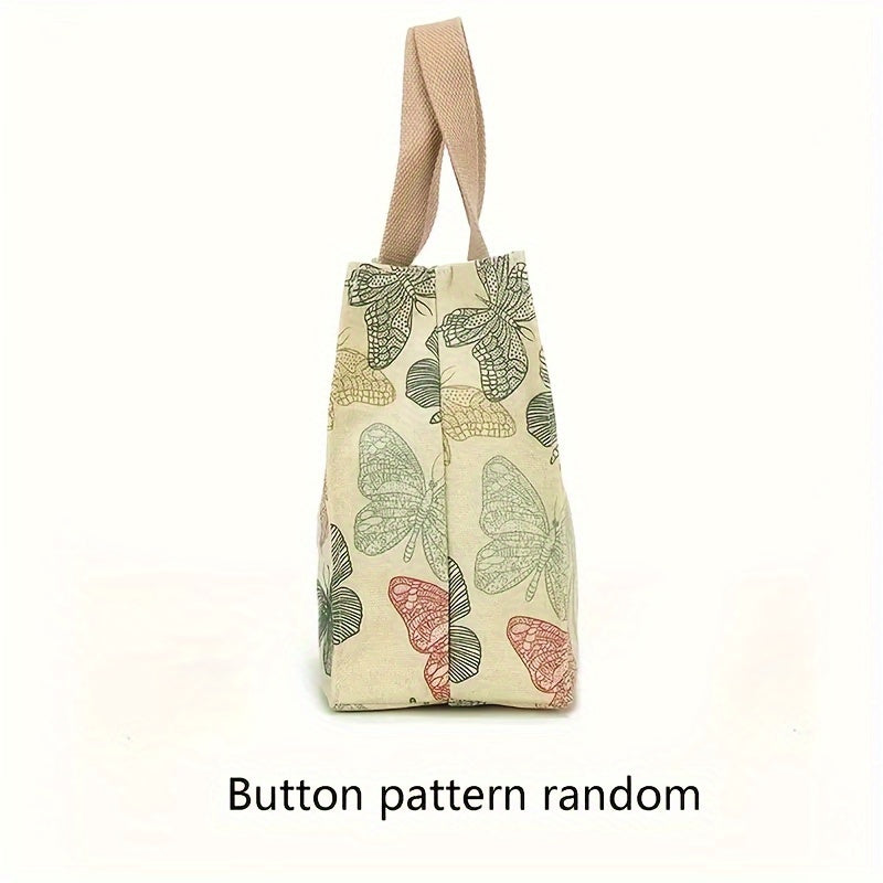 Canvas Tote Bag with Butterfly Print for School Travel Picnic Office
