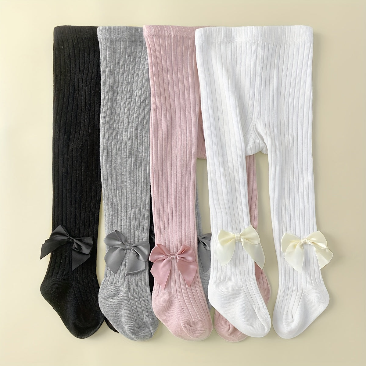 Girls' Knit Pantyhose with Bowknot Solid Color Spring Fall Fashionable Layering