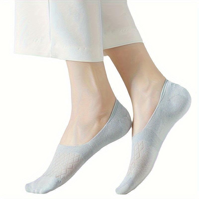 8 pares de calcetines cortos de malla argyle para mujer, transpirables, de punto