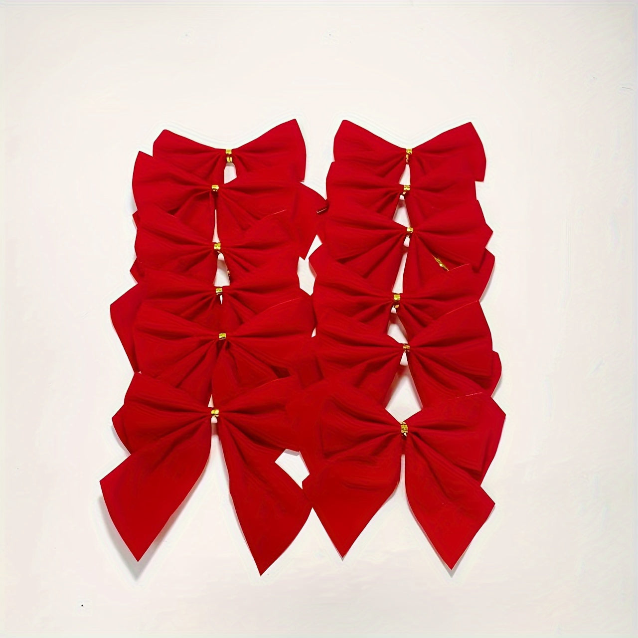 12-Pack Red Christmas Tree Bows Festive Plastic Fabric Holiday Decor