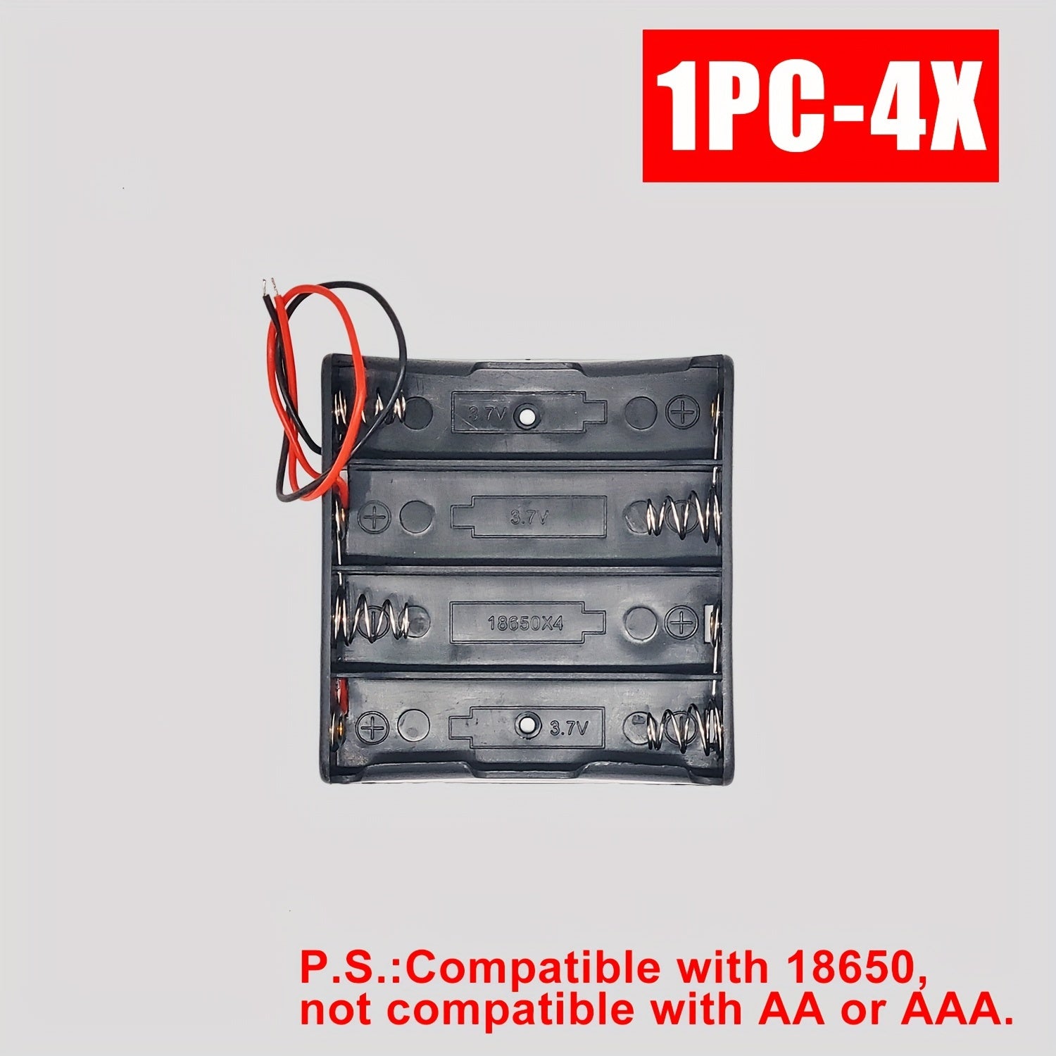 Lithium Battery Storage Box for 18650 Cells Battery Holder with Leads