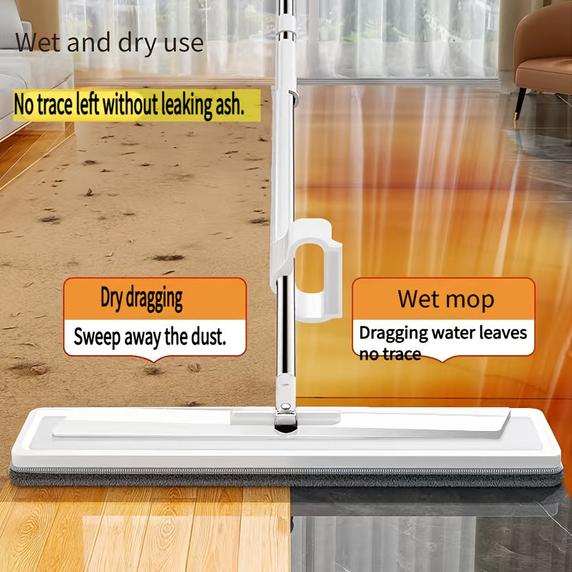 Hands-Free 360 Degree Self-Twisting Microfiber Mop with 2 Pads for Hardwood Floors