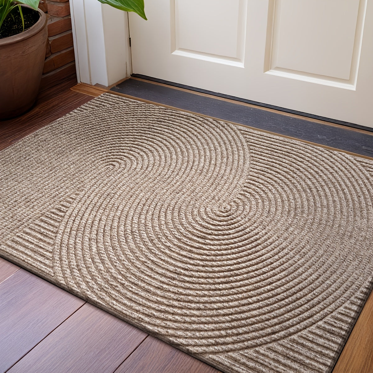 Geometric Striped Non-Slip Absorbent Washable Door Mat for Indoor and Patio