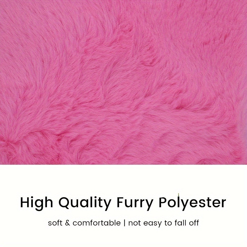 Women Soft Furry Plush Polyester Armrest Box Cover Center Console Pad