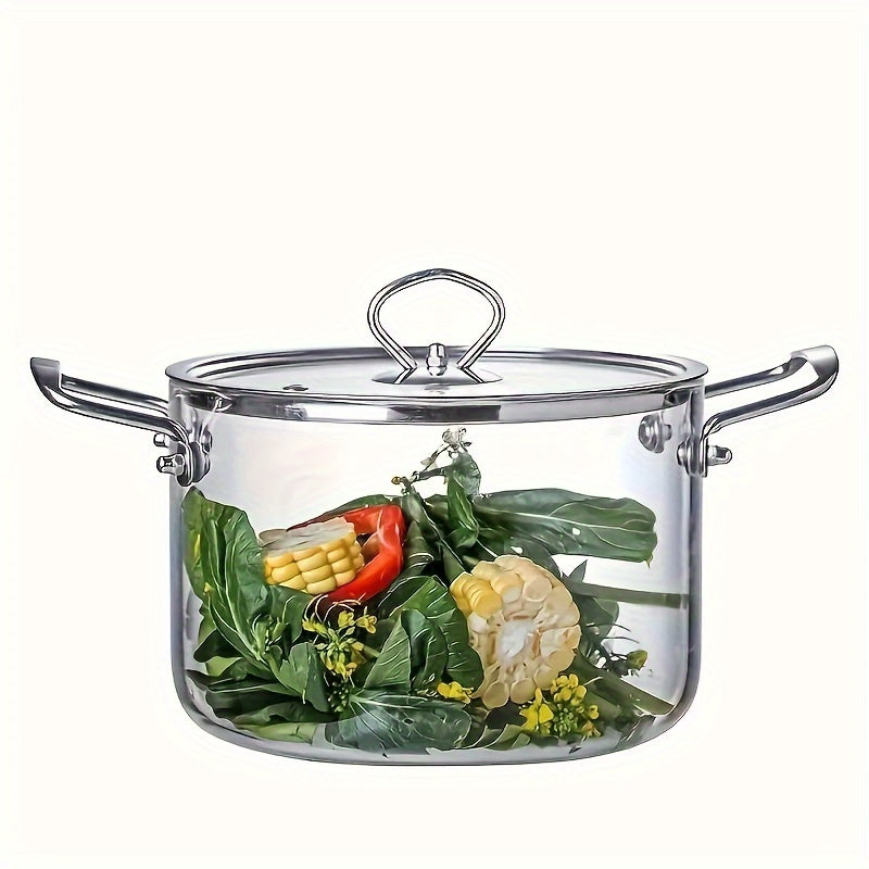 Large Capacity High-Boron Silicon Glass Soup Pot with Double Ears and Lid for Cooking