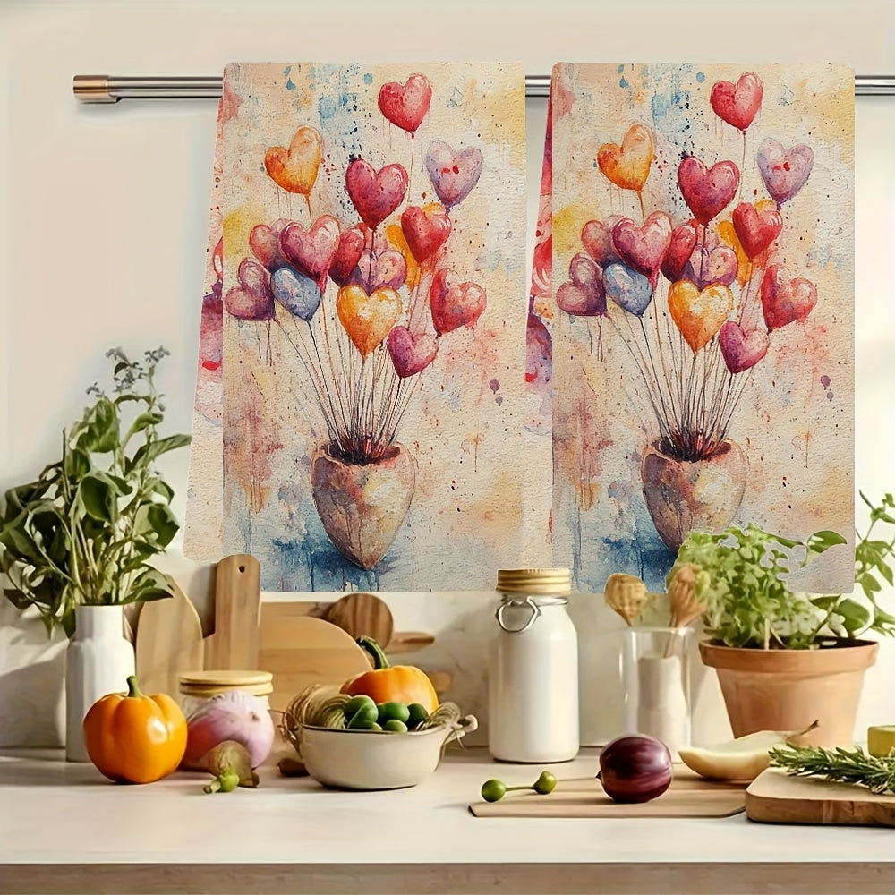 Valentine's Day mavzusidagi 2 dona ultra yumshoq oshxona sochiqlari, bayram bezaklari uchun yuqori singdiruvchi. Mashinada yuvish mumkin va o'lchami 16x24 dyuym. Mahsulot kodi: 2KYSYS1217664.