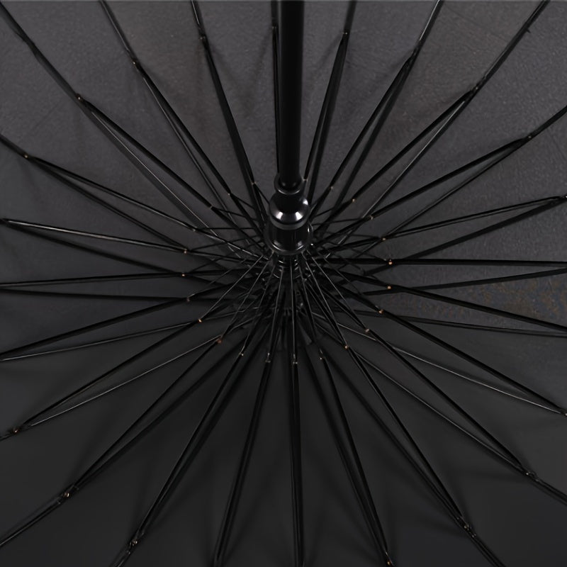 Black Samurai-Inspired Umbrella with Sword Handle 24-Rib Foldable Durable Cloth