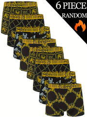 Men's Boxer Briefs 6 Pack Geometric Pattern Breathable Polyester Spandex