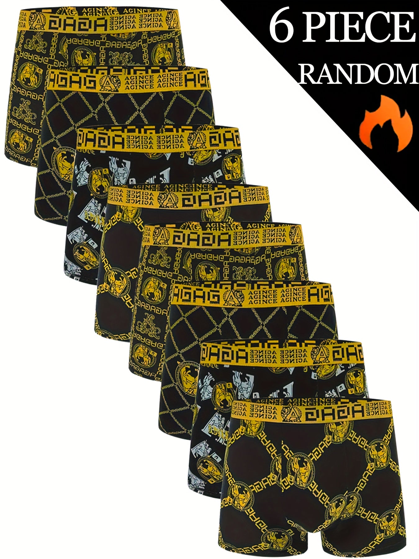 Men's Boxer Briefs 6 Pack Geometric Pattern Breathable Polyester Spandex