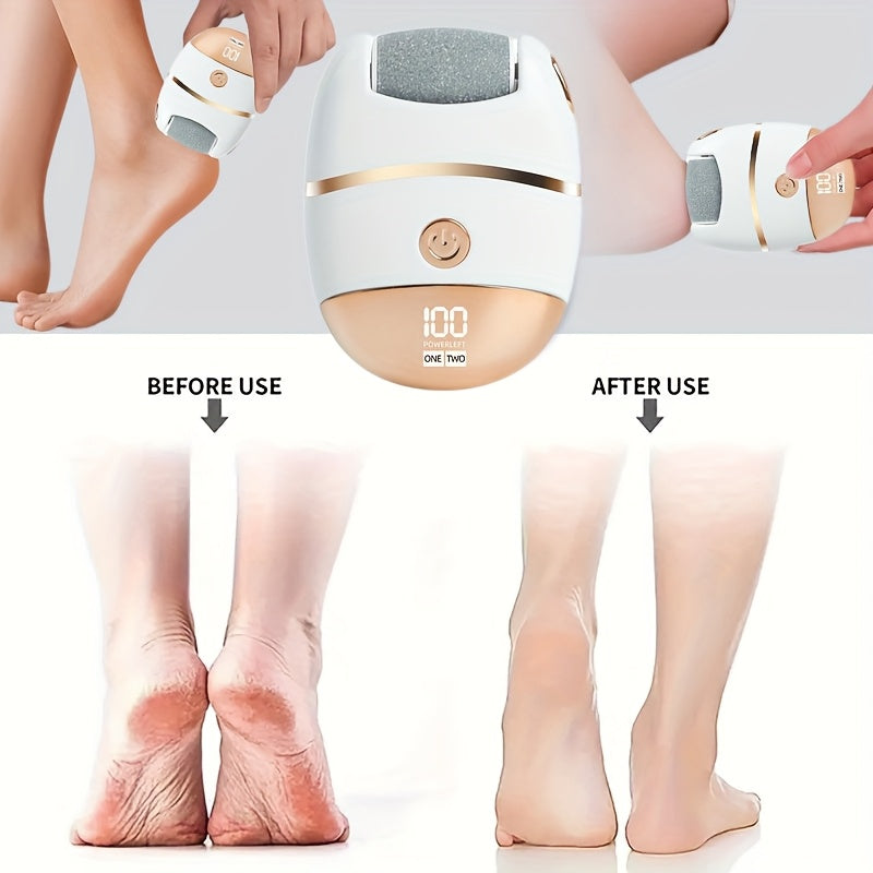 Electric Foot Grinder with LED Display and Spare Heads for Calloused Skin Removal Portable Cordless Pedicure Tool