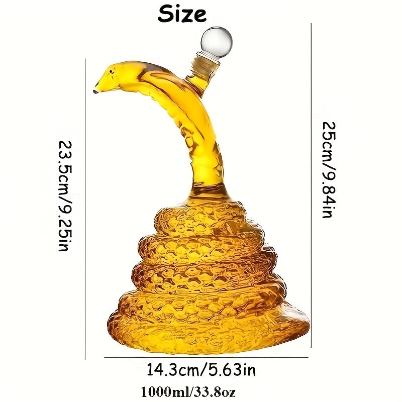 Декантер из стекла объемом 1 литр в форме змеи с дизайном знаков зодиака, идеально подходит для виски, скотча и водки. Отличный подарок для мужчин и для домашнего декора.