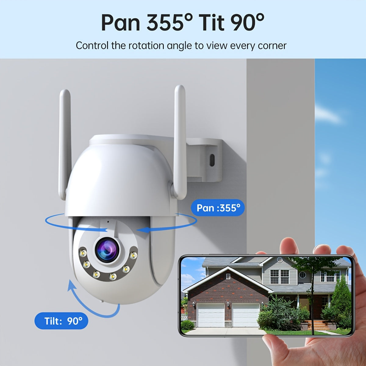 Wireless Security Camera 1080p HD Night Vision Pan Tilt Two-Way Audio Waterproof