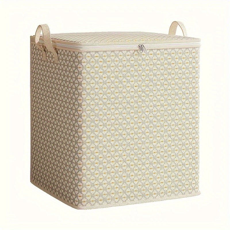Large Plaid Storage Box with Handles and Double Zippers for Clothing Bedding and Moving
