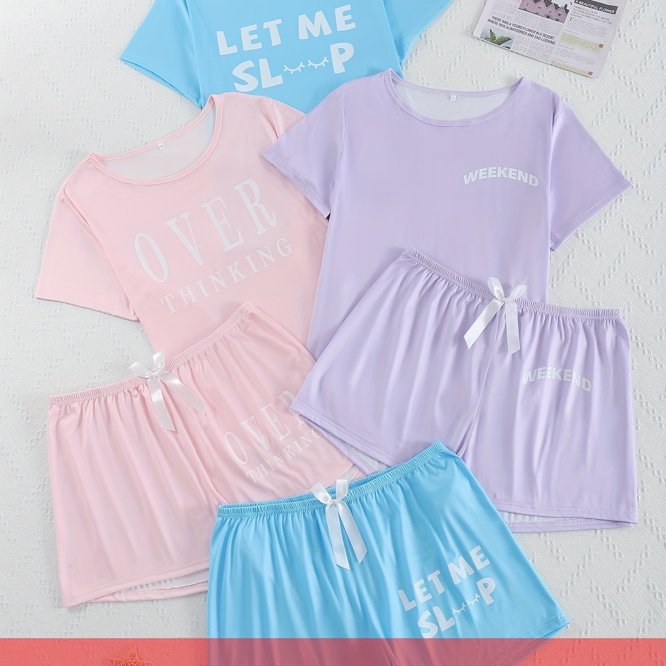 Plus Size Women's Loungewear Set Silky Fiber Short Sleeve Shorts