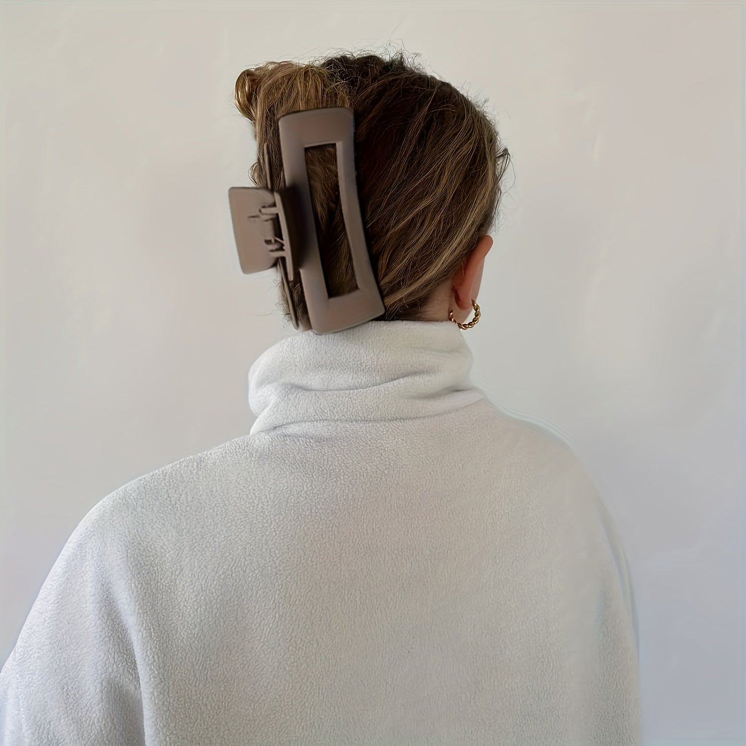 Set of 4 Large Square Hair Claw Clips for Women and Girls Solid Color Hollow Design