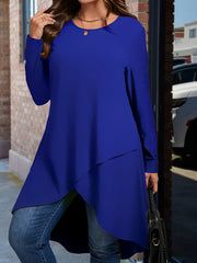 Women's Plus Size Long Sleeve T-Shirt Polyester Spandex Crew Neck Solid Color