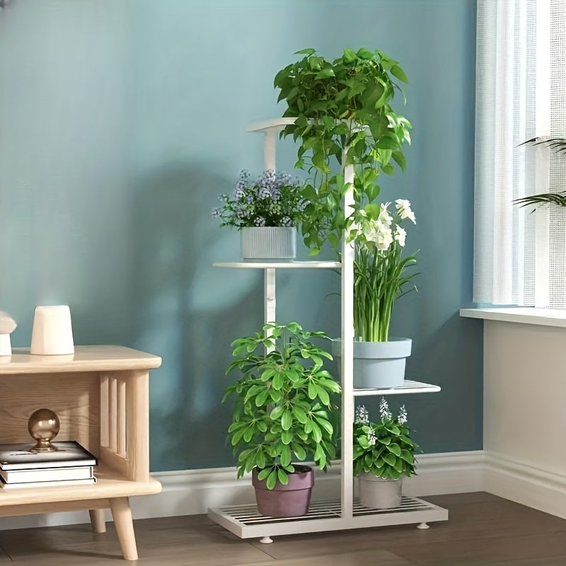 Metal Plant Stand with Multiple Tiers Indoor Outdoor Foldable Iron Display Rack for Balconies and Living Rooms