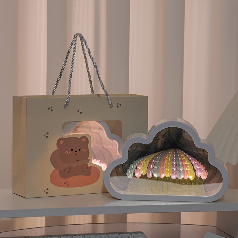 Tulip Cloud LED Night Light with Mirror Sea Effect for Bedroom Decor