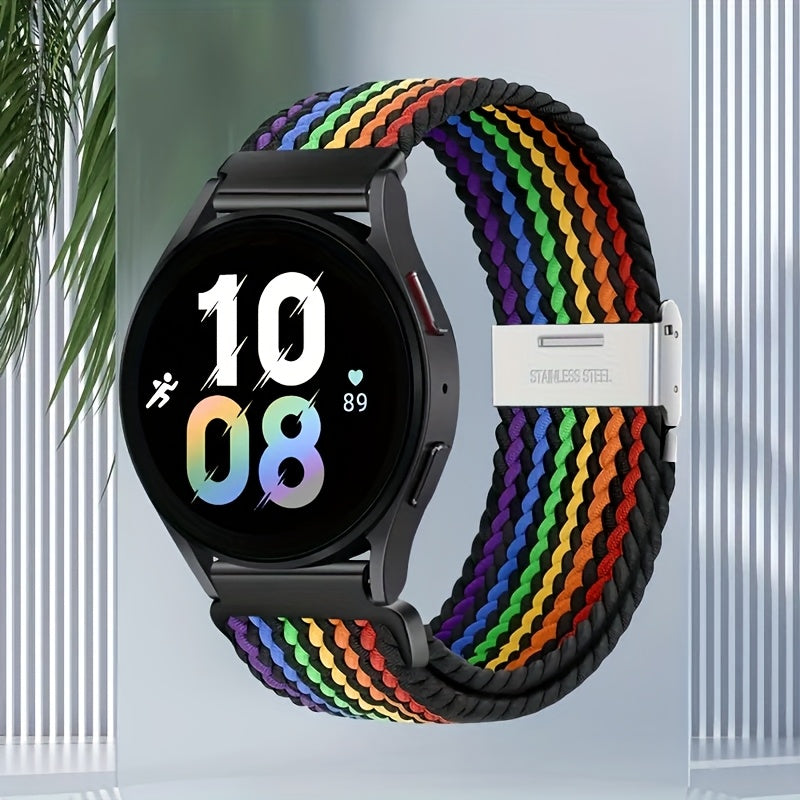 Nylon Braided Sport Loop Band for Galaxy Watch 4 5 6 7 and Active 2 3 4 5 22mm Strap for Men Women