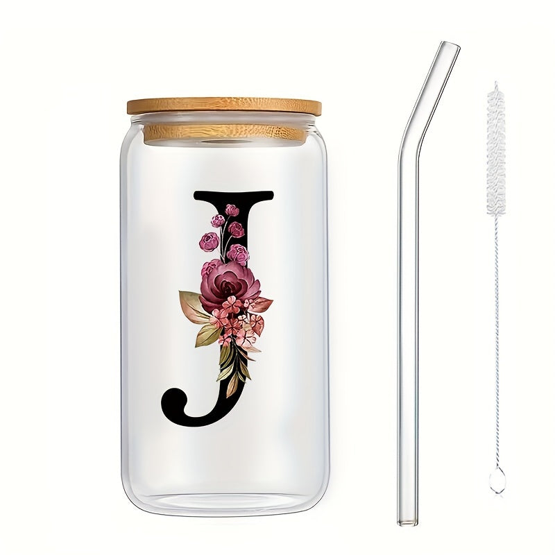 Vaso de vidrio para bebidas frías con tapa de bambú, impreso en 3D, de borosilicato, jugo, cerveza, café