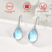 Серебряные серьги-капли с лунным камнем гипоаллергенные минималистичные украшения