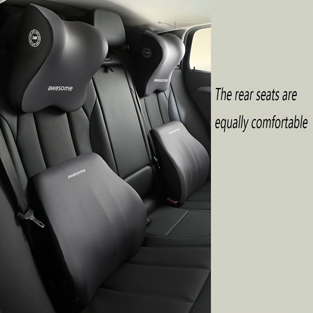Memory Foam Car Seat Cushion with Headrest and Lumbar Support for Office Home Vehicle