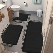 3-Piece Geometric Pattern Bath Rug Set Coral Fleece Non-Slip Hand Washable Embossed Striped Soft Polyester Bathroom Decor