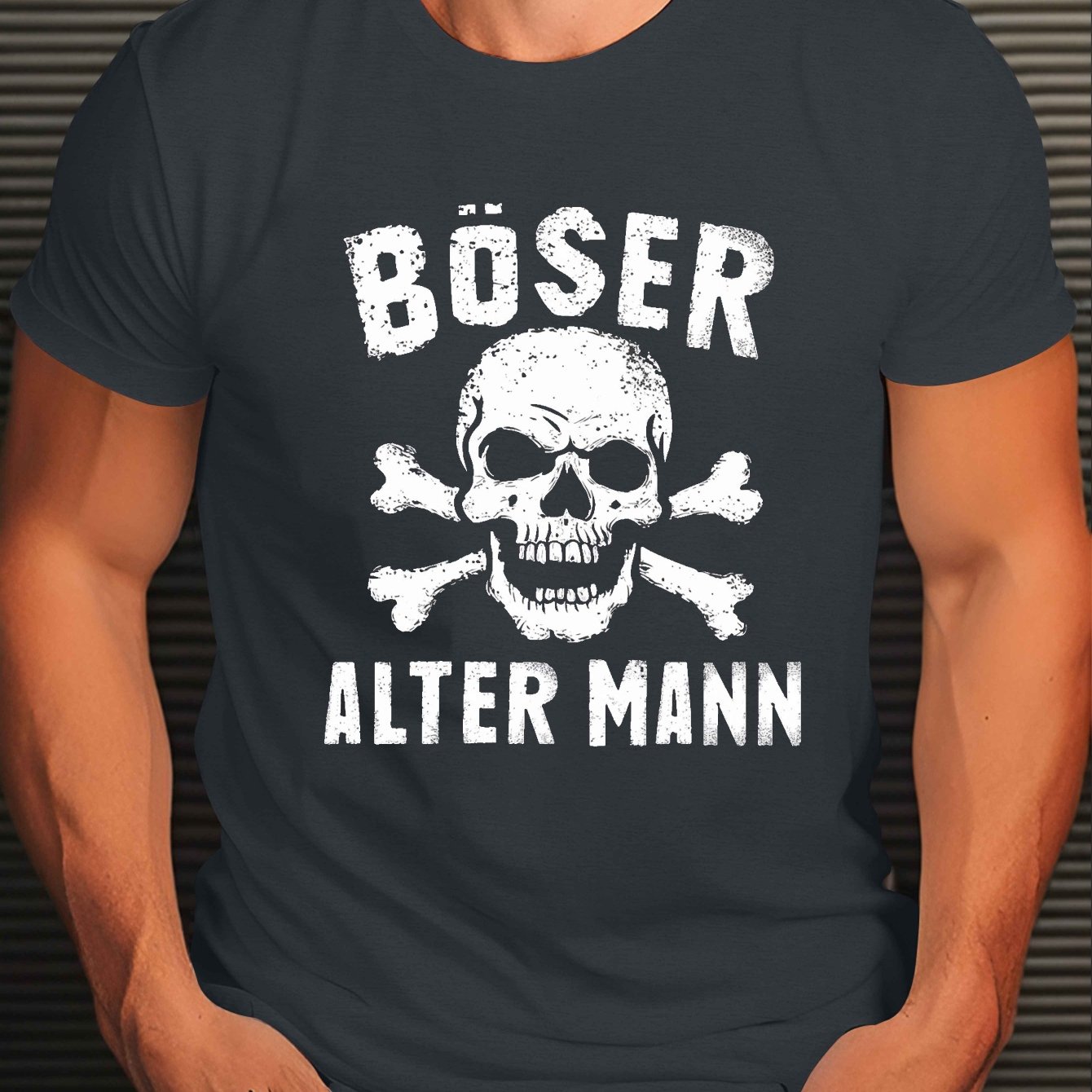 Plus Size Men's Polyester Crew Neck T-Shirt with Evil Old Man Skull Design for Summer